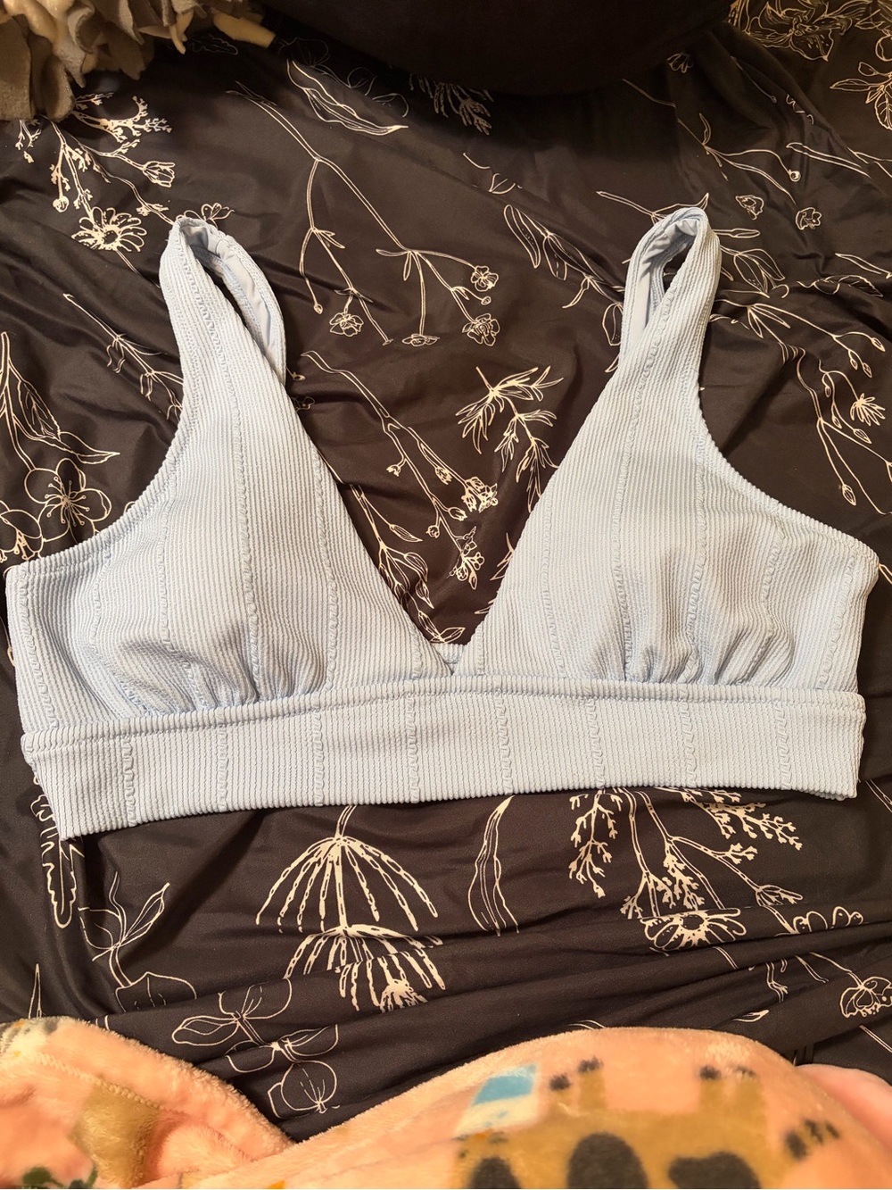 Aerie Light Blue Ribbed Bikini Top